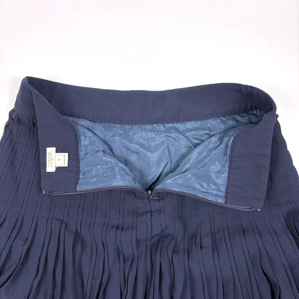 J Crew Pleated Drop Waist Mini Skirt Womens Sz 4 Navy Blue Preppy Tennis Academa